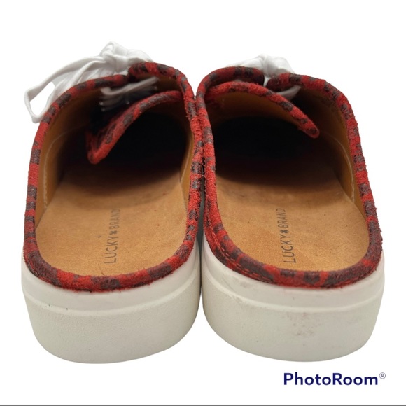 New LUCKY BRAND Talani Mules Sneakers Clogs 10 42 Red Leopard - Picture 3 of 10